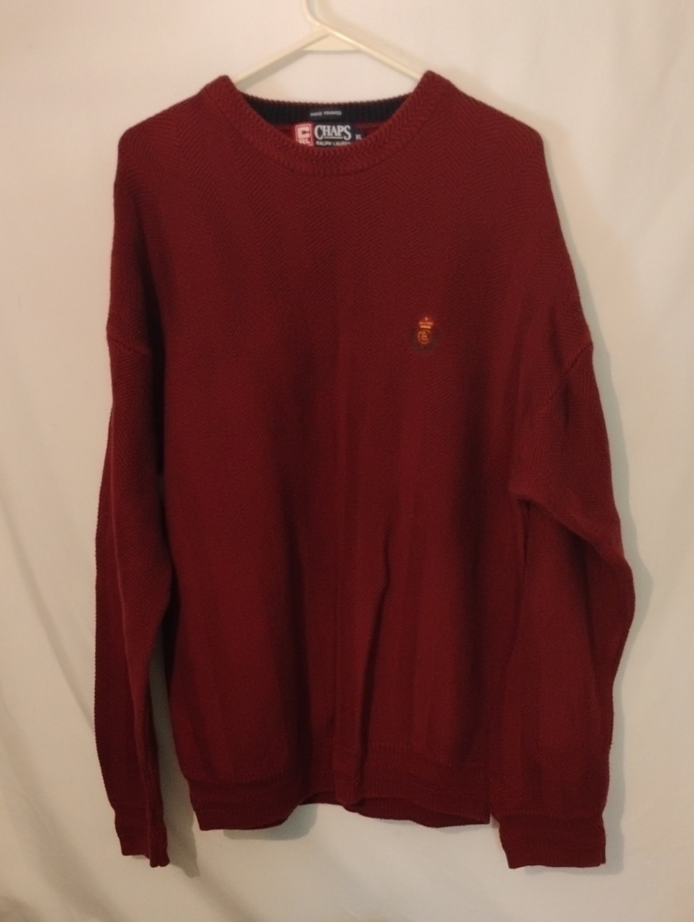 Chaps Ralph Lauren Men's Crewneck Sweater in Deep Red